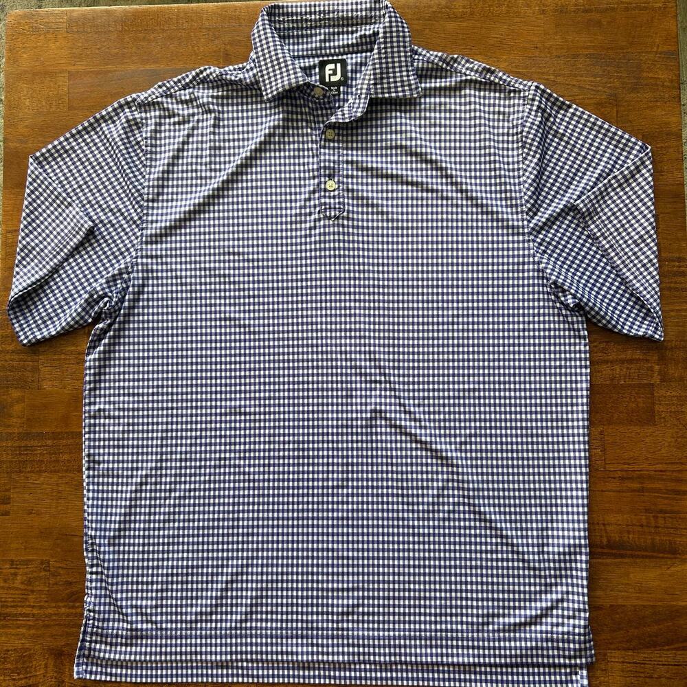 Foot joy purple, and white check golf performance Polo XL​